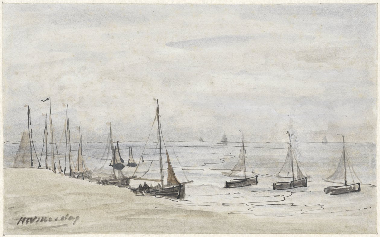 Fishing Boats on the Beach by Hendrik Willem Mesdag