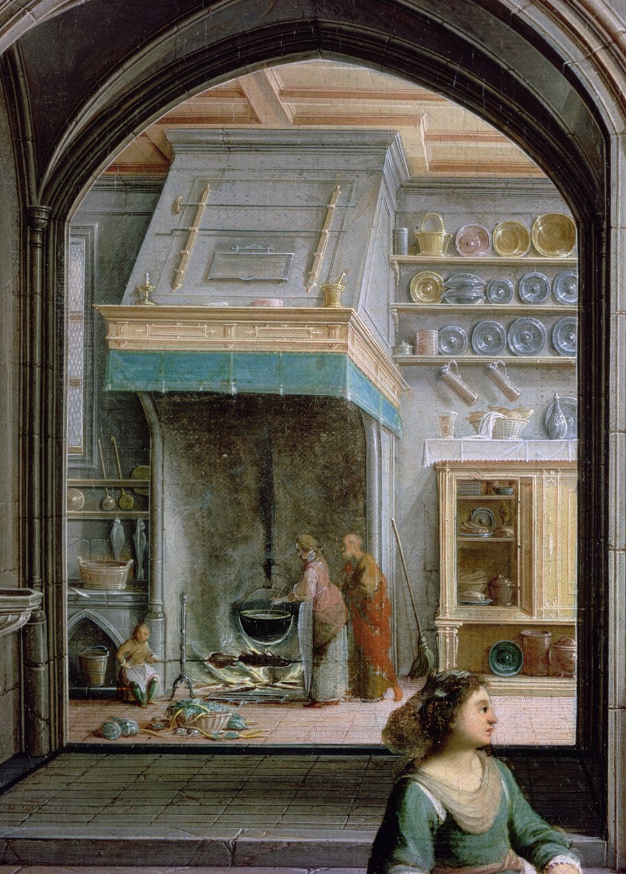 Christ in the House of Martha and Mary (detail of the kitchen) by Hendrik the Younger Steenwyck