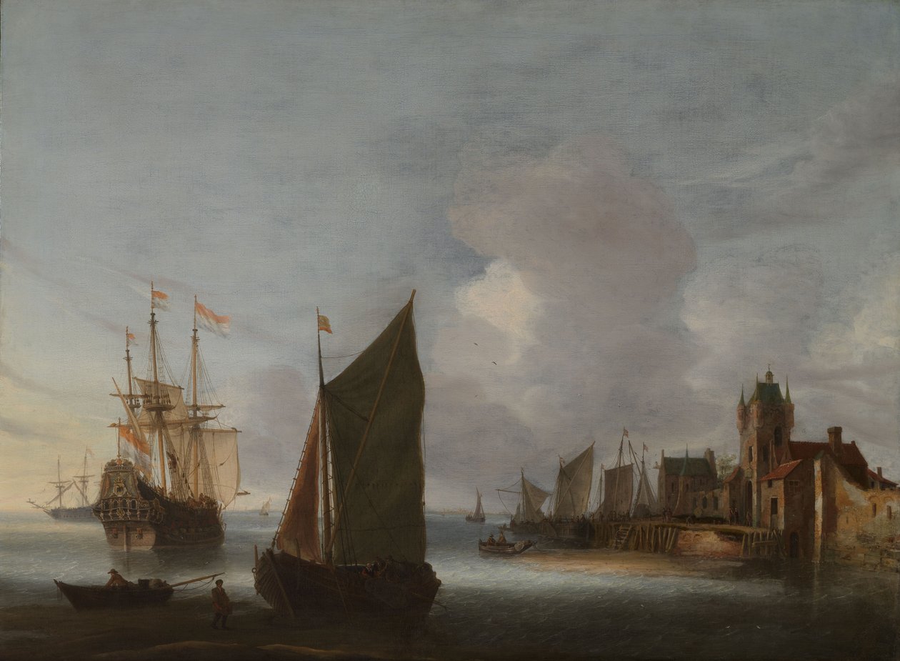 Ships near Zierikzee with the Zuidhavenpoort by Hendrik van Anthonissen