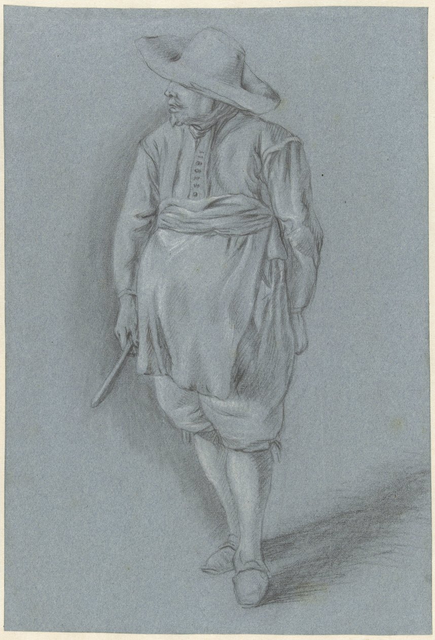 Man in 17th Century Attire with Hat, Apron, and Knife by Hendrik van Velthoven (attributed to)