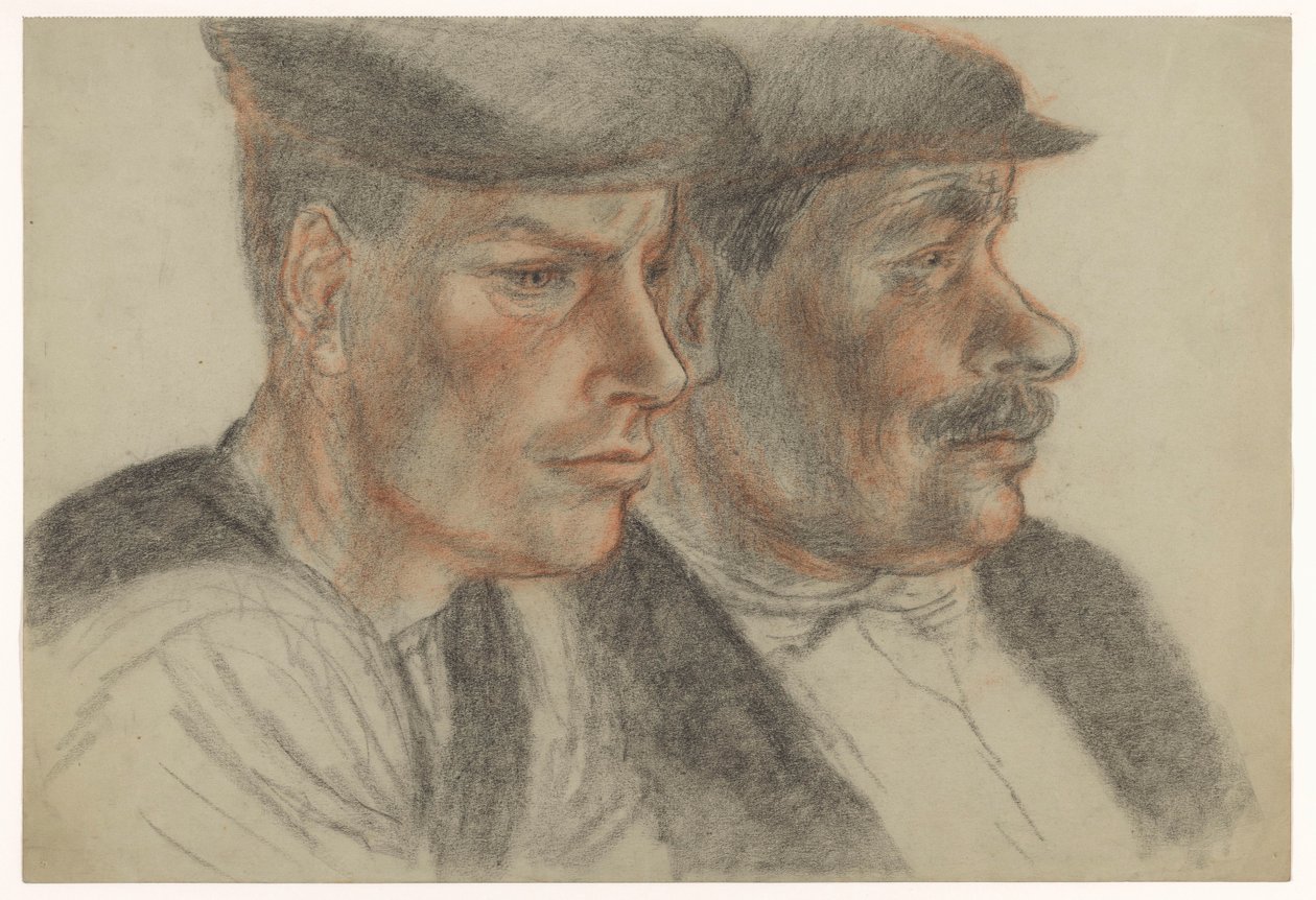 Portrait of Two Unknown Men with Caps by Henk Henriët