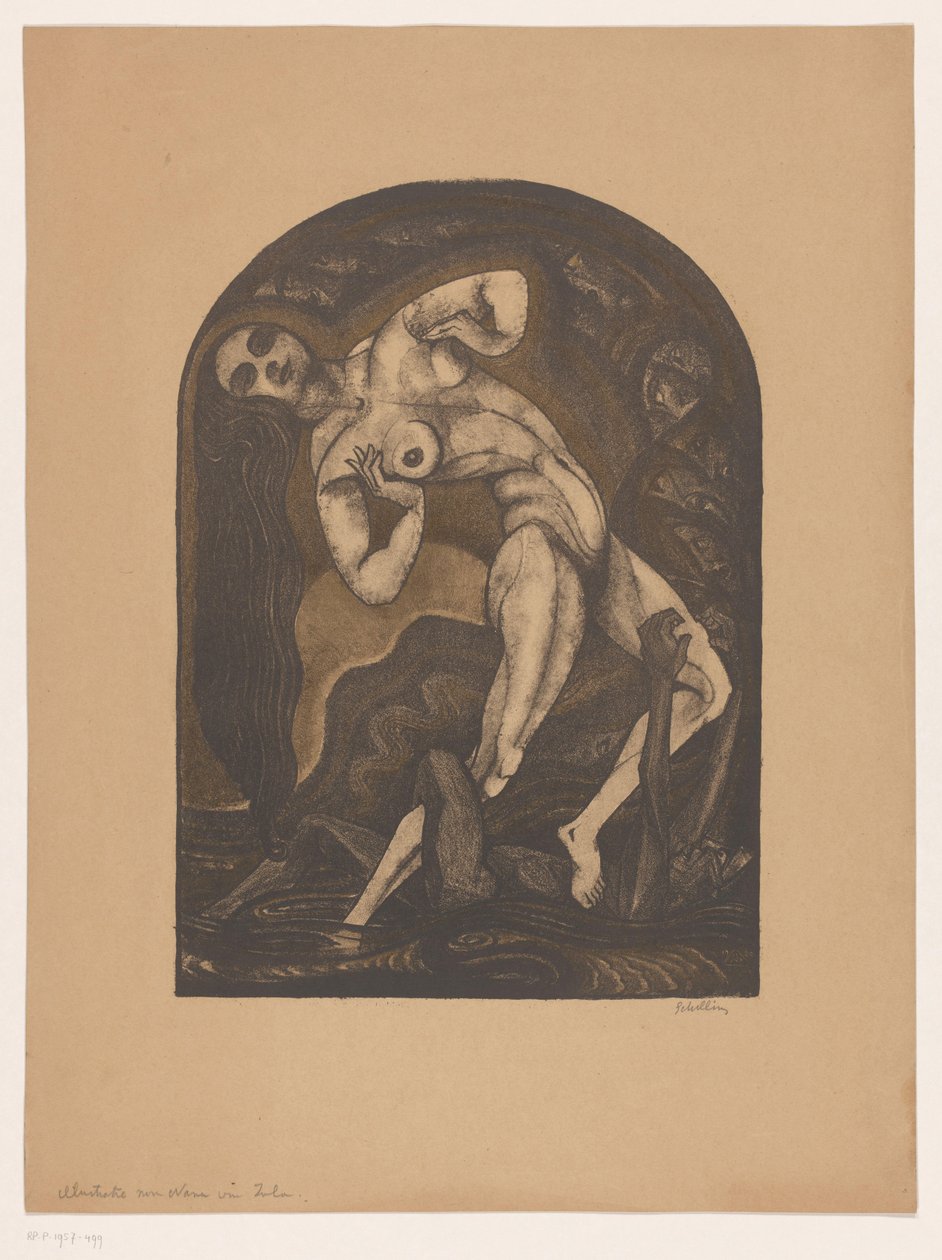 Naked Woman Standing on a Lying Man (Illustration for Nana by Zola) by Henk Schilling
