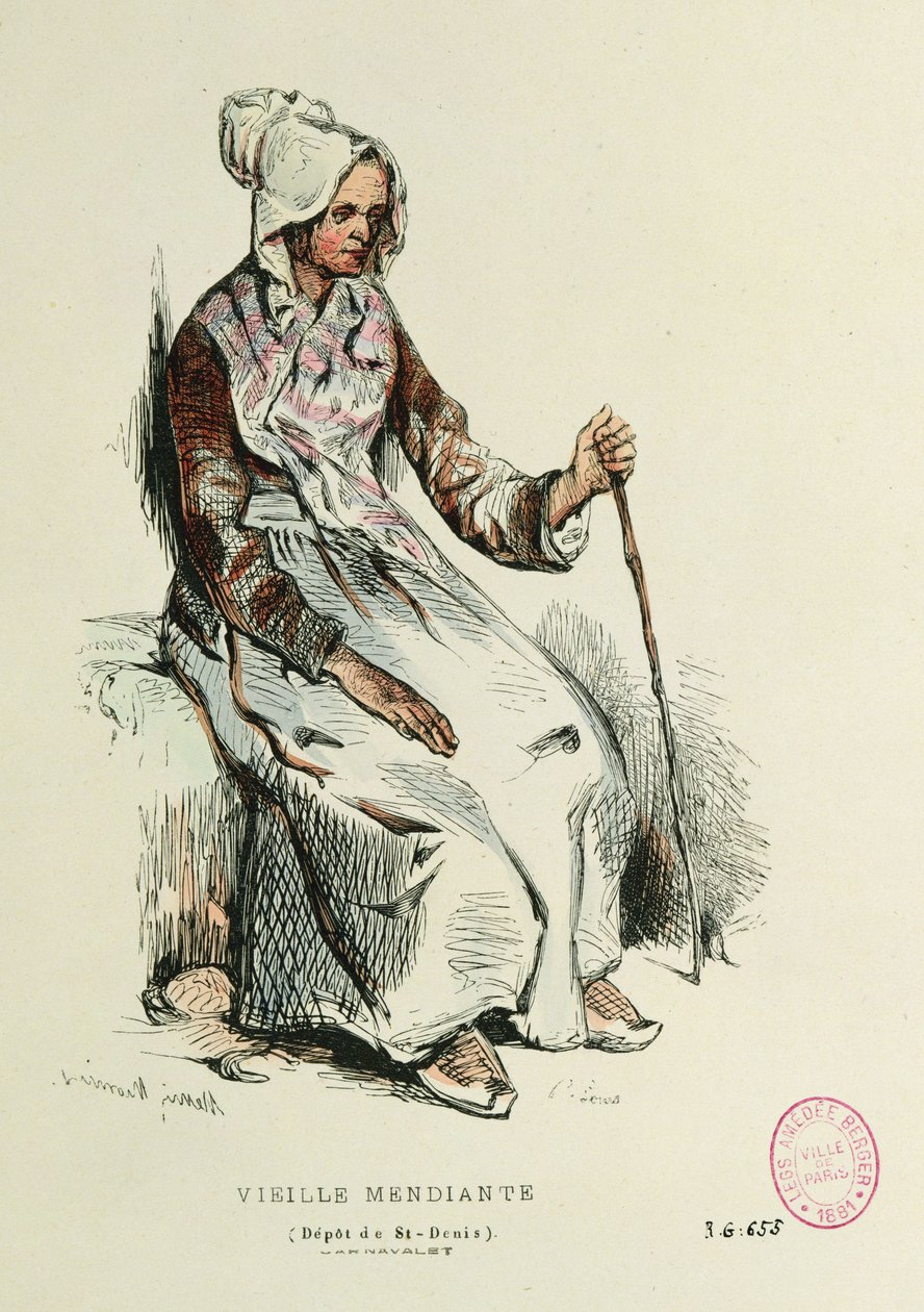 Old beggarwoman by Henri Bonaventure Monnier