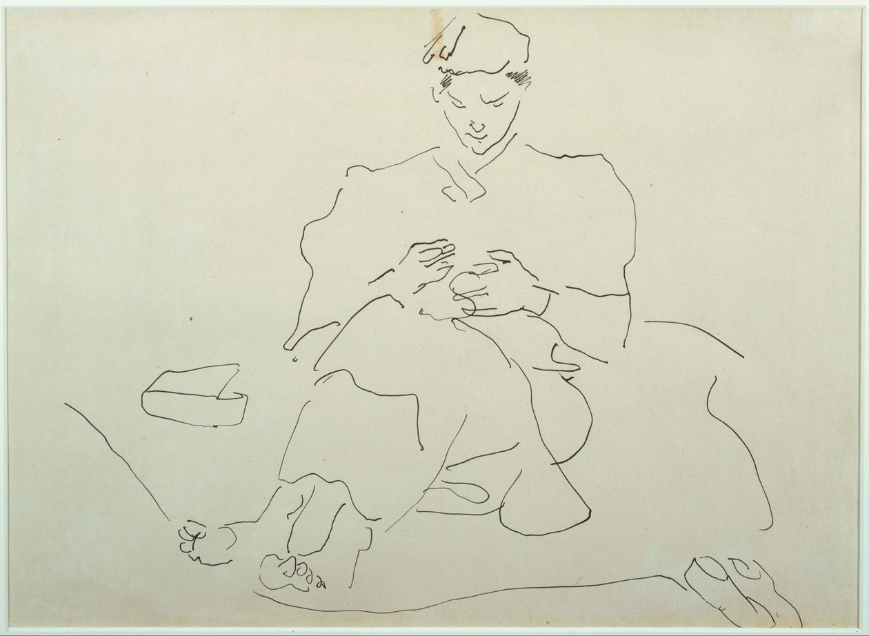 Seated Figure Sewing by Henri Gaudier Brzeska