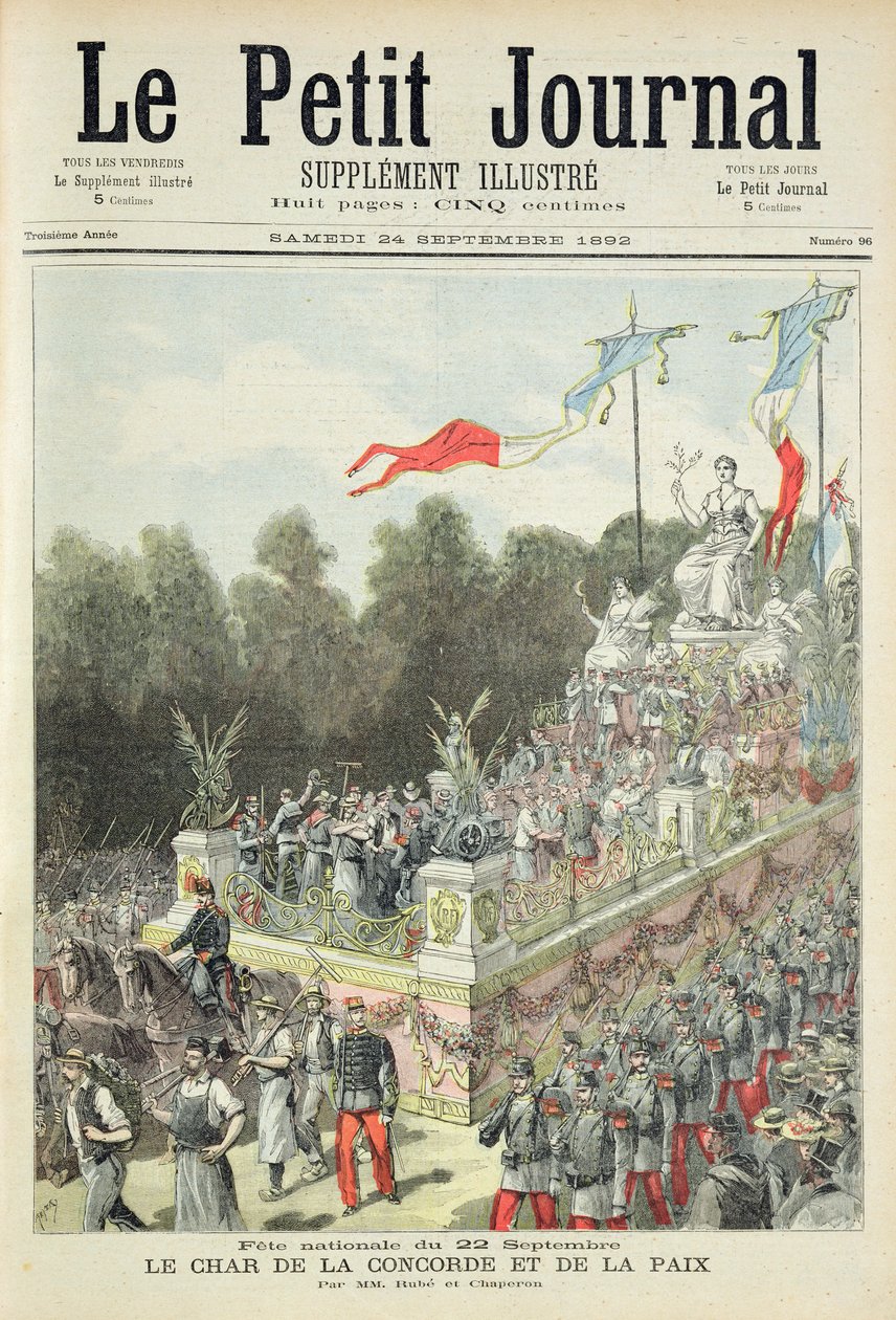 Title page depicting the national holiday on 22nd September celebrating the centennial of the proclamation of the Republic, illustration from the illustrated supplement of Le Petit Journal, 24th September by Henri Meyer