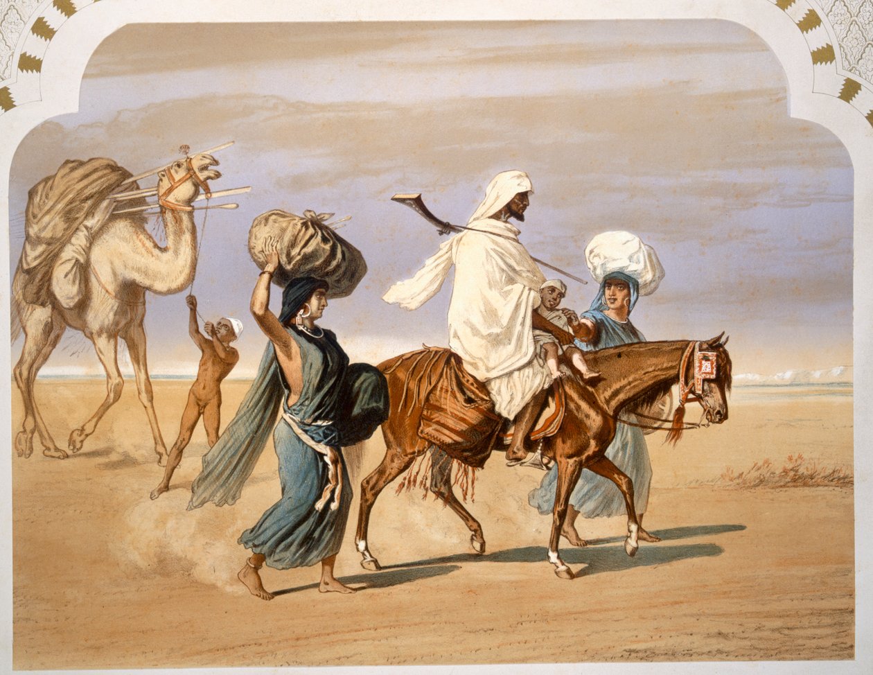 Bedouin family travels across the desert, 1860 by Henri de Montaut