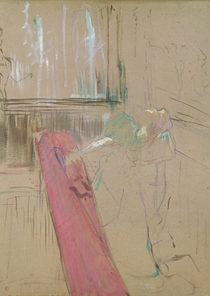 At the Top of the Staircase of the Rue des Moulins by Henri de Toulouse Lautrec