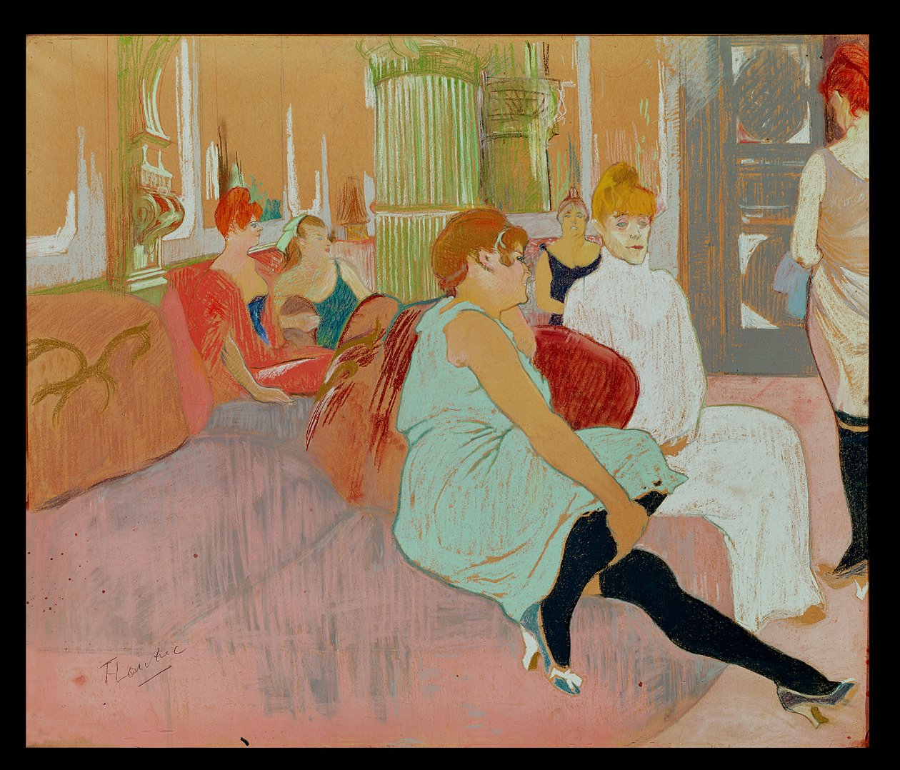 In the Salon at the Rue des Moulins by Henri de Toulouse Lautrec