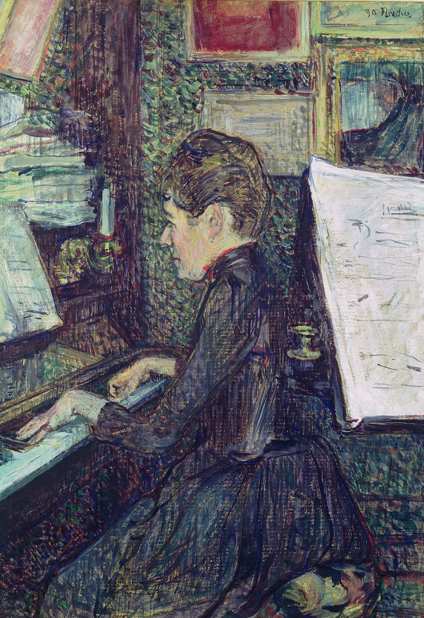 Mademoiselle Dihau at the Piano by Henri de Toulouse Lautrec