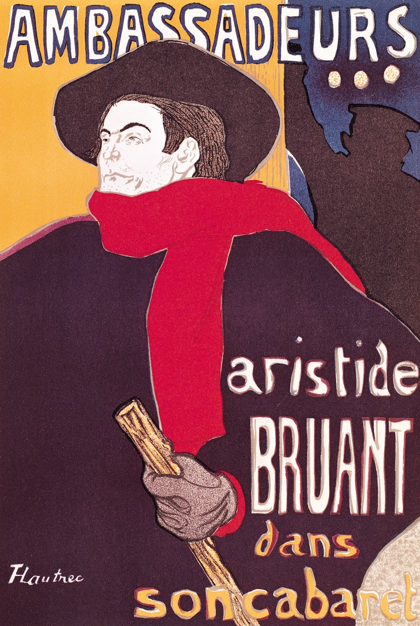 Poster advertising Aristide Bruant in his cabaret at the Ambassadeurs by Henri de Toulouse Lautrec