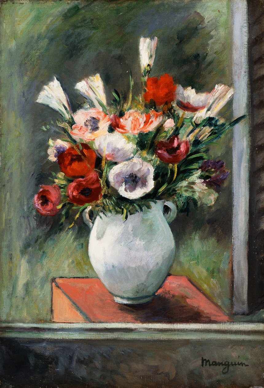 Anemones in a White Vase by Henri Charles Manguin