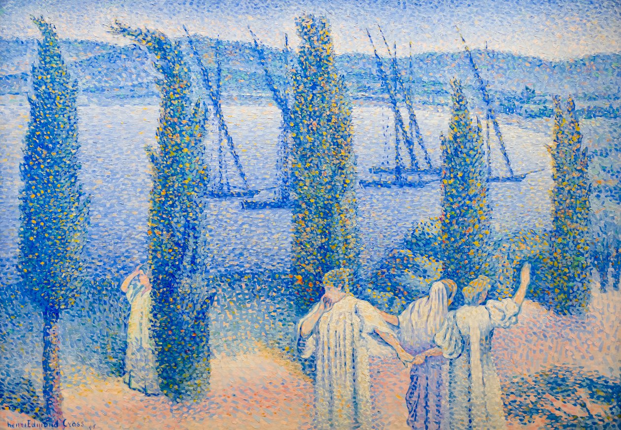 Coastal View with Cypress Trees by Henri Edmond Cross