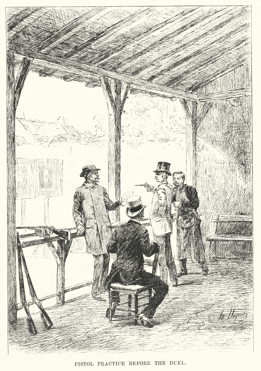 Pistol Practice Before the Duel by Henri-Louis Dupray