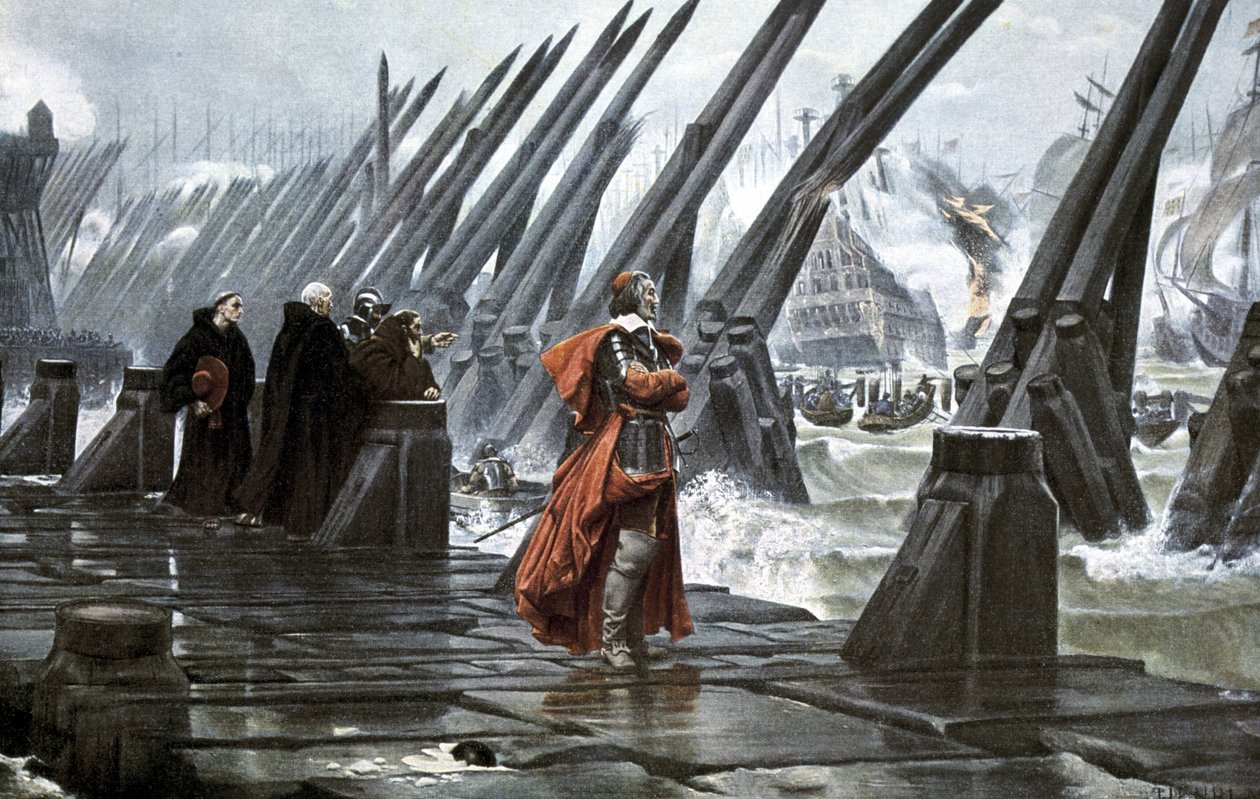 Cardinal Richelieu on the Sea Wall at La Rochelle by Henri Paul (after) Motte