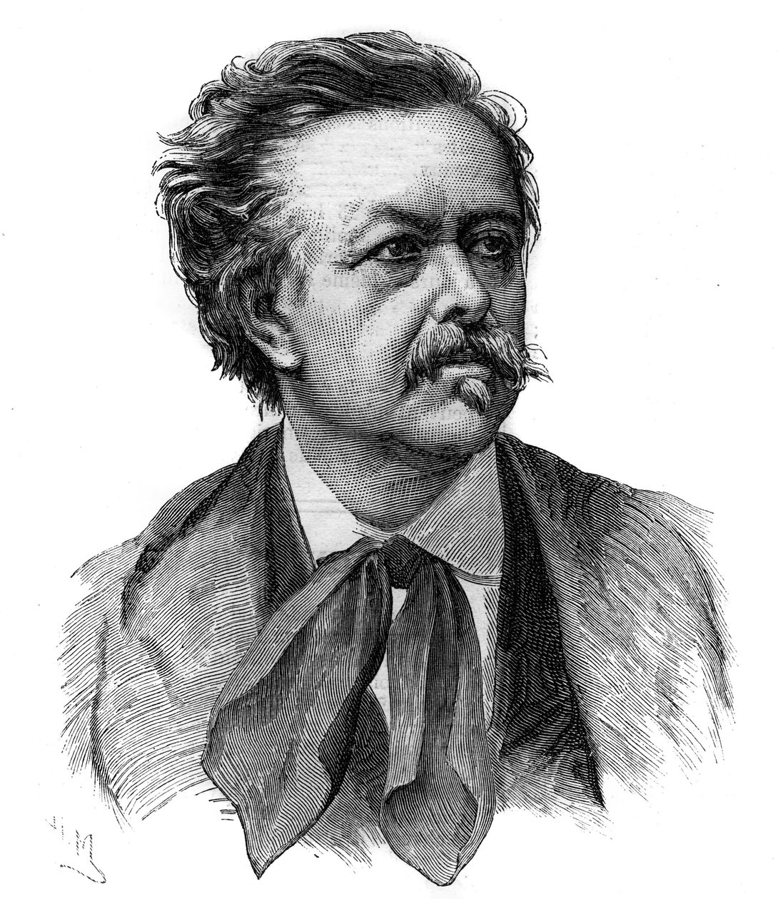 Portrait of Emile Gigault de La Bedolliere (1812-1883) French writer, journalist and translator - engraving after the drawing by Henri Meyer by Henri (after) Meyer