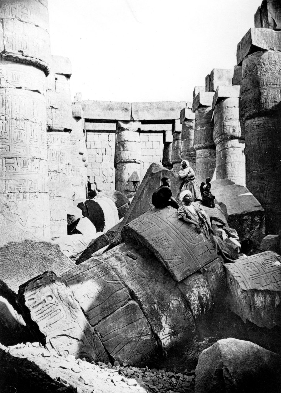 Temple interior, Karnak, Nubia, Egypt, 1887 by Georges Henri Bechard