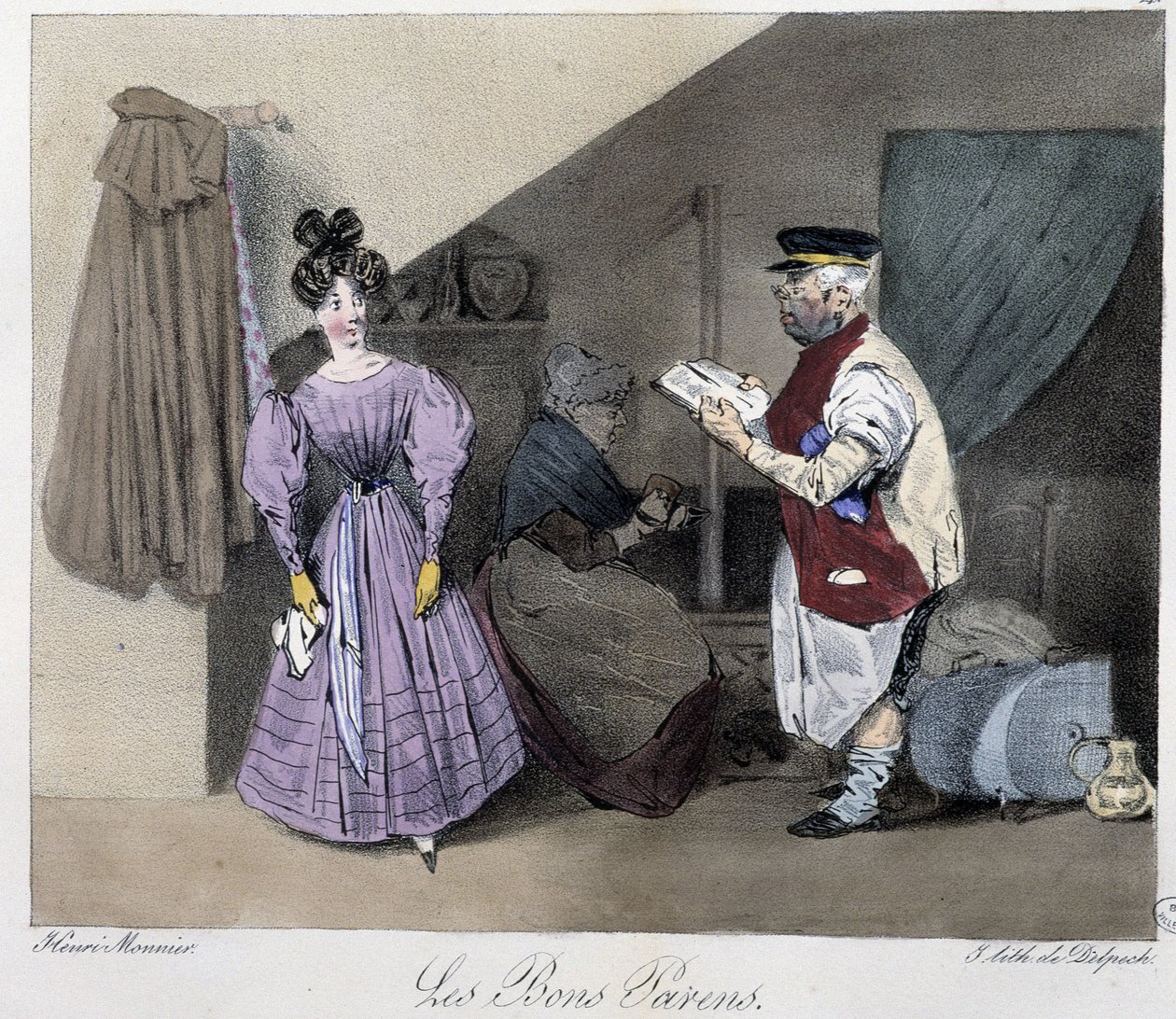Les bons parents - in "Esquisses parisiennes" by Henri Monnier, ed. Delpech, Paris by Henri Bonaventure Monnier