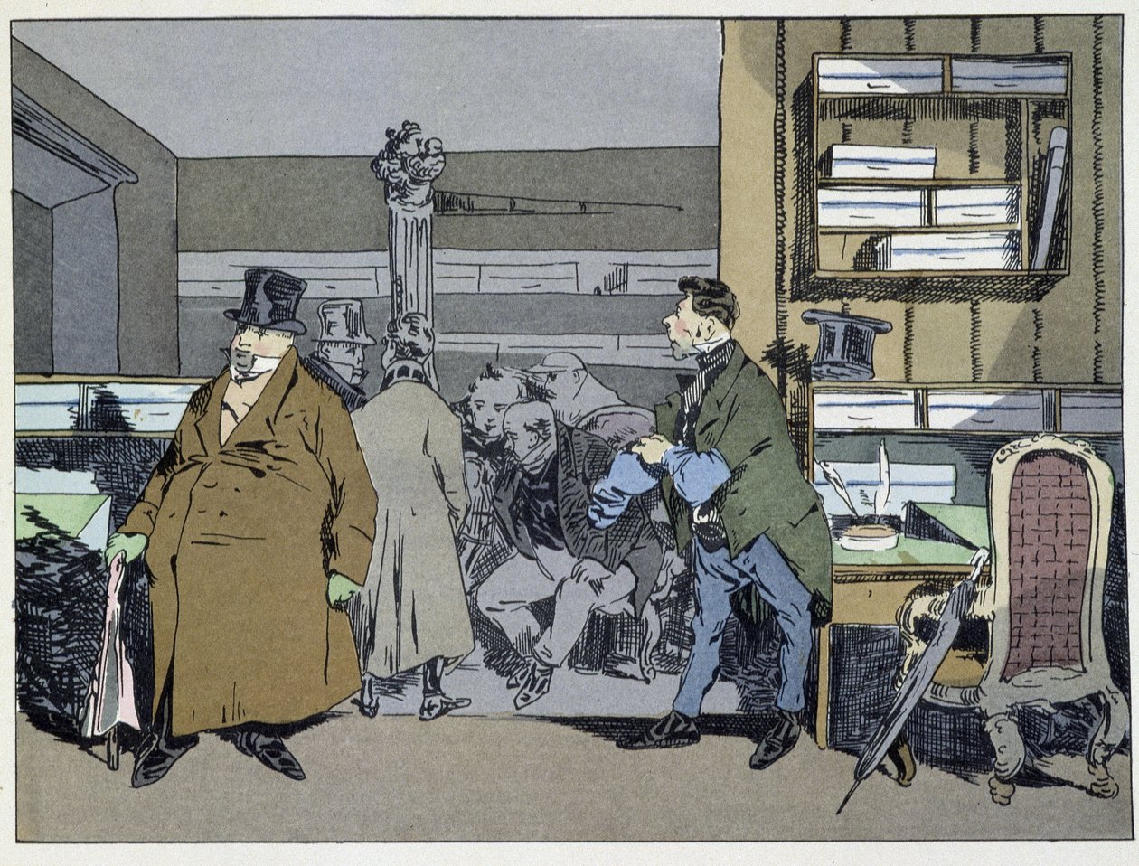 Nine Hours: Arrival of Employees, Change of Costumes, Small Stove Tour - in Administrative Mores by Henri Monnier by Henri Bonaventure Monnier
