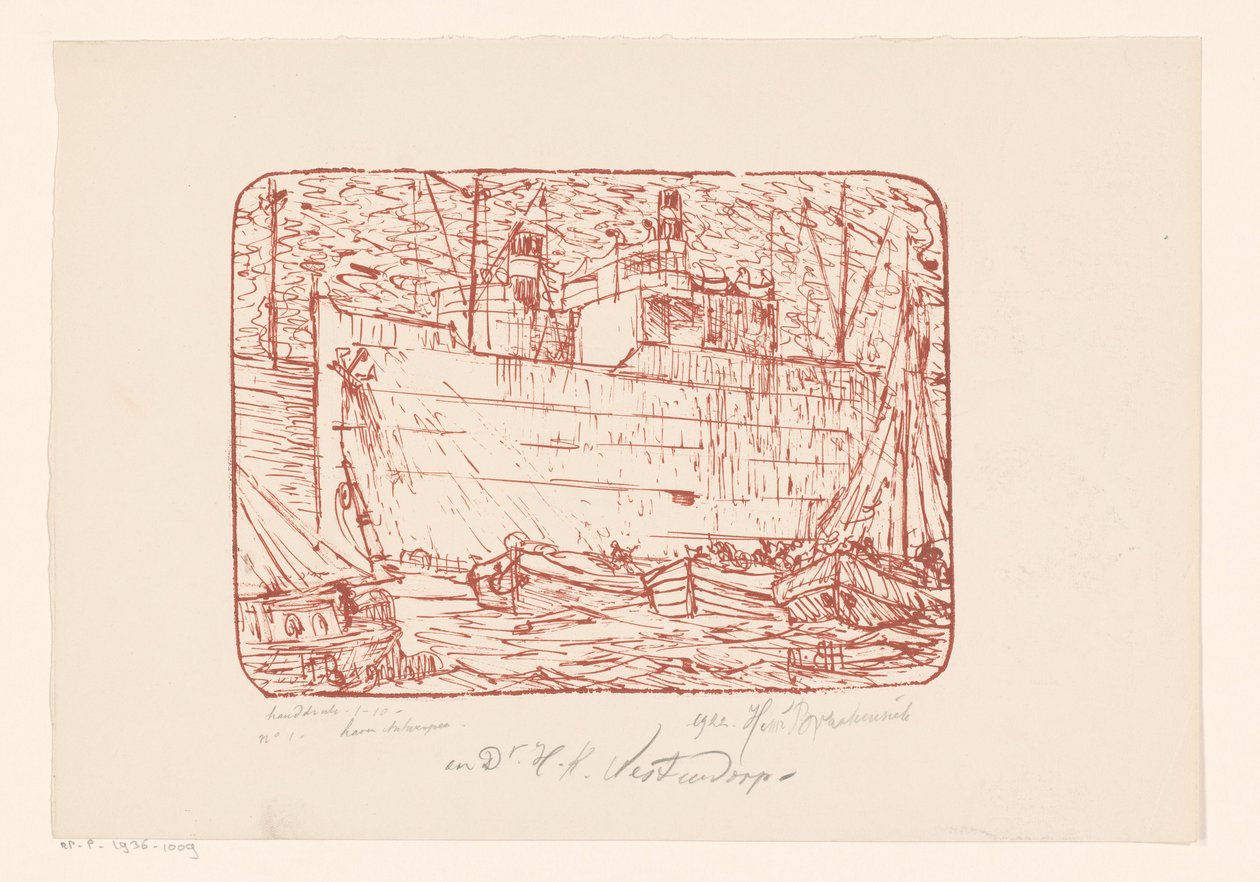 Harbor in Antwerp by Henri Braakensiek (signed by artist)