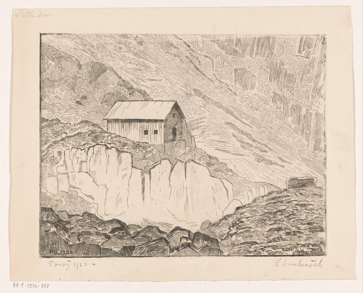 House on a mountain by Henri Braakensiek (signed by artist)