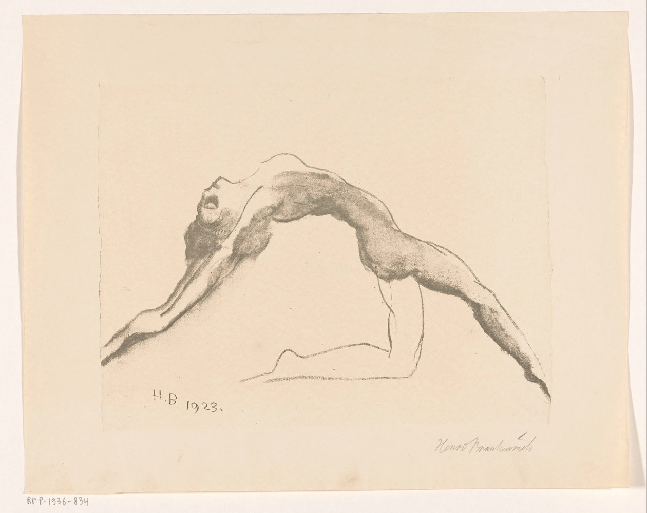 Naked Woman Diving Backwards by Henri Braakensiek (signed by artist)