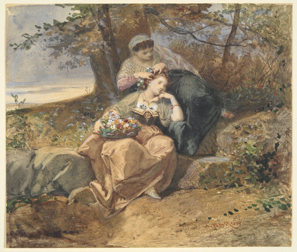 Two Women by Henri Charles Antoine Baron