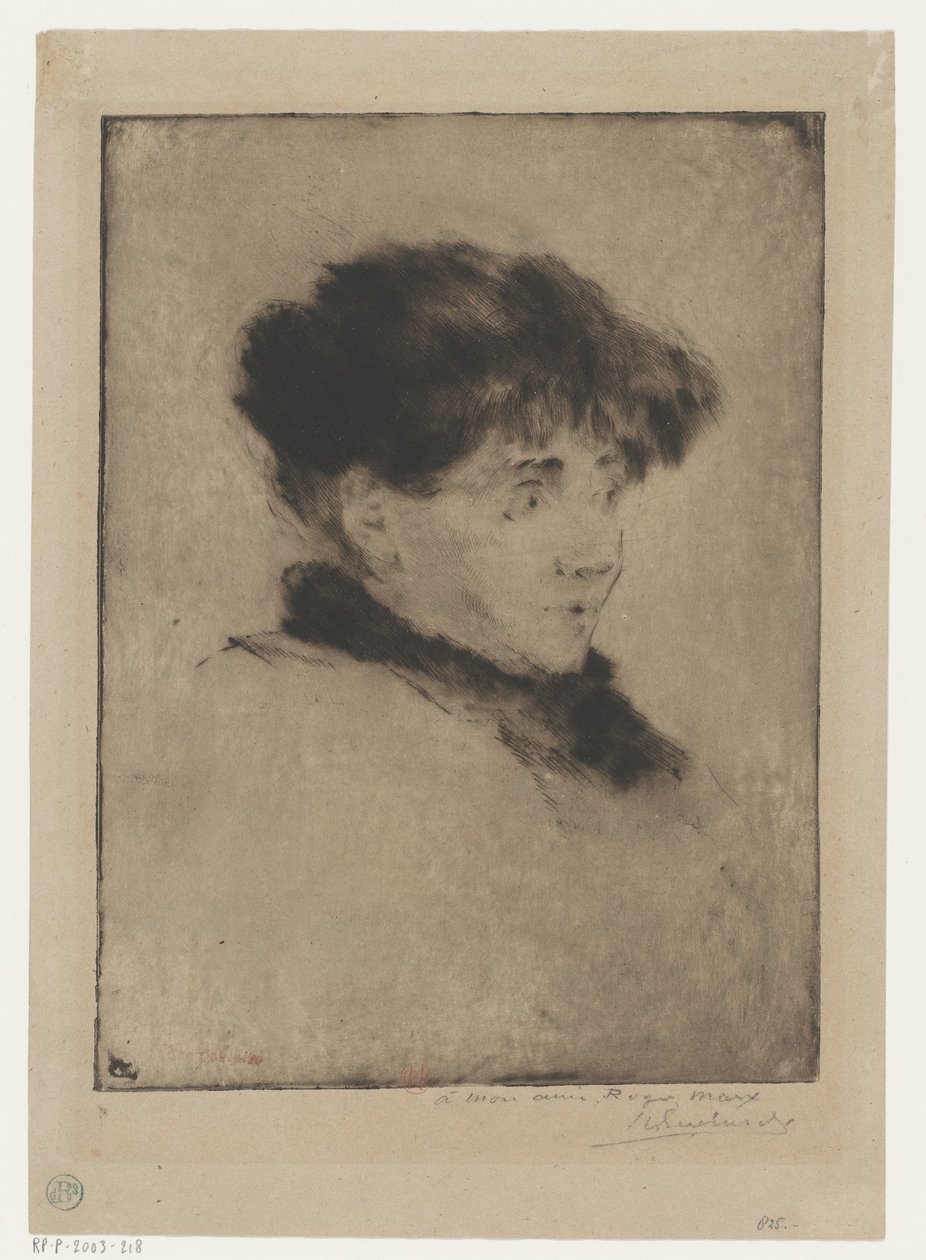 Portrait of Eva Gonzalès by Henri Charles Guérard (signed by artist)