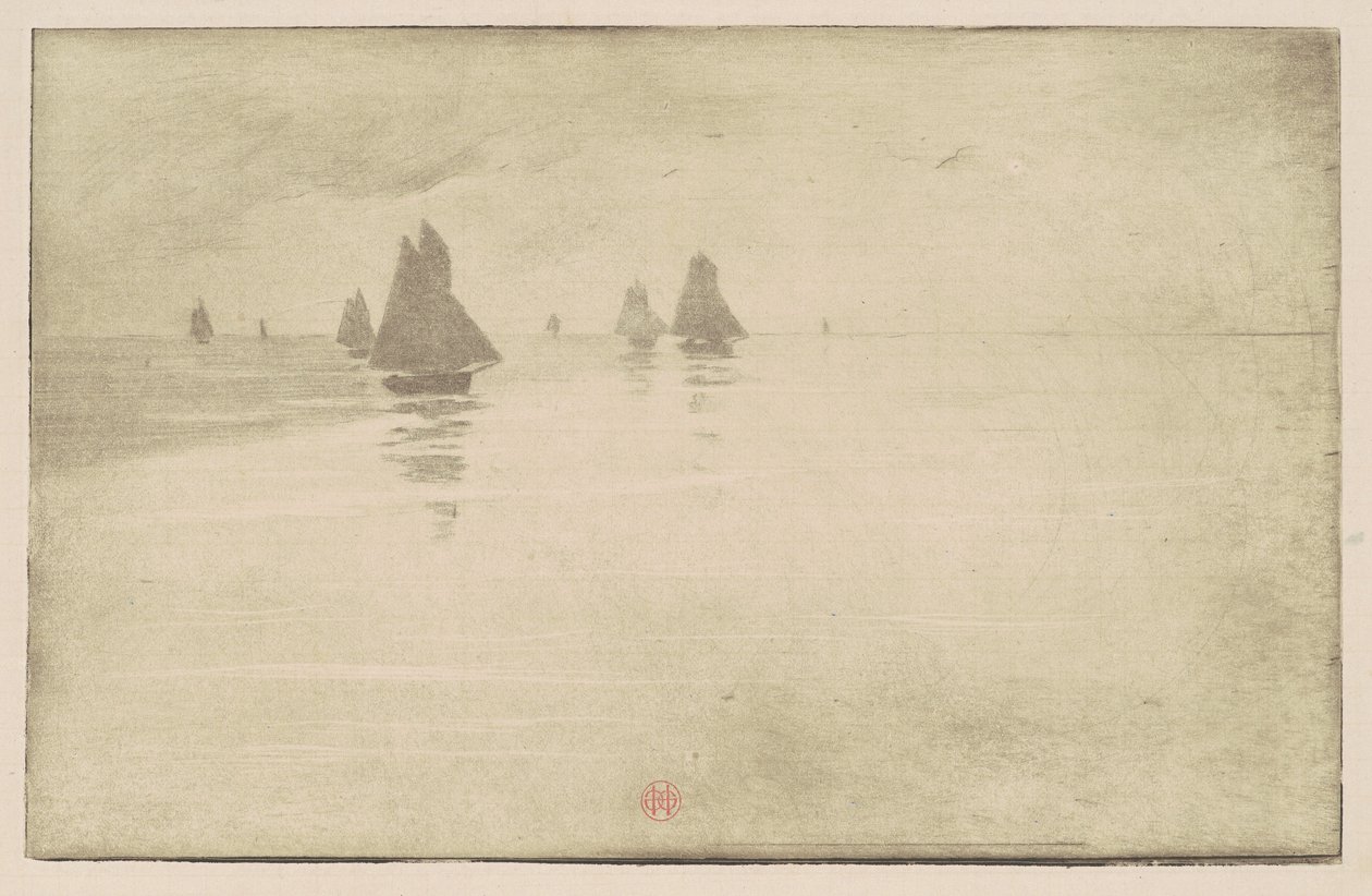 Boats in a Morning Fog by Henri Charles Guérard