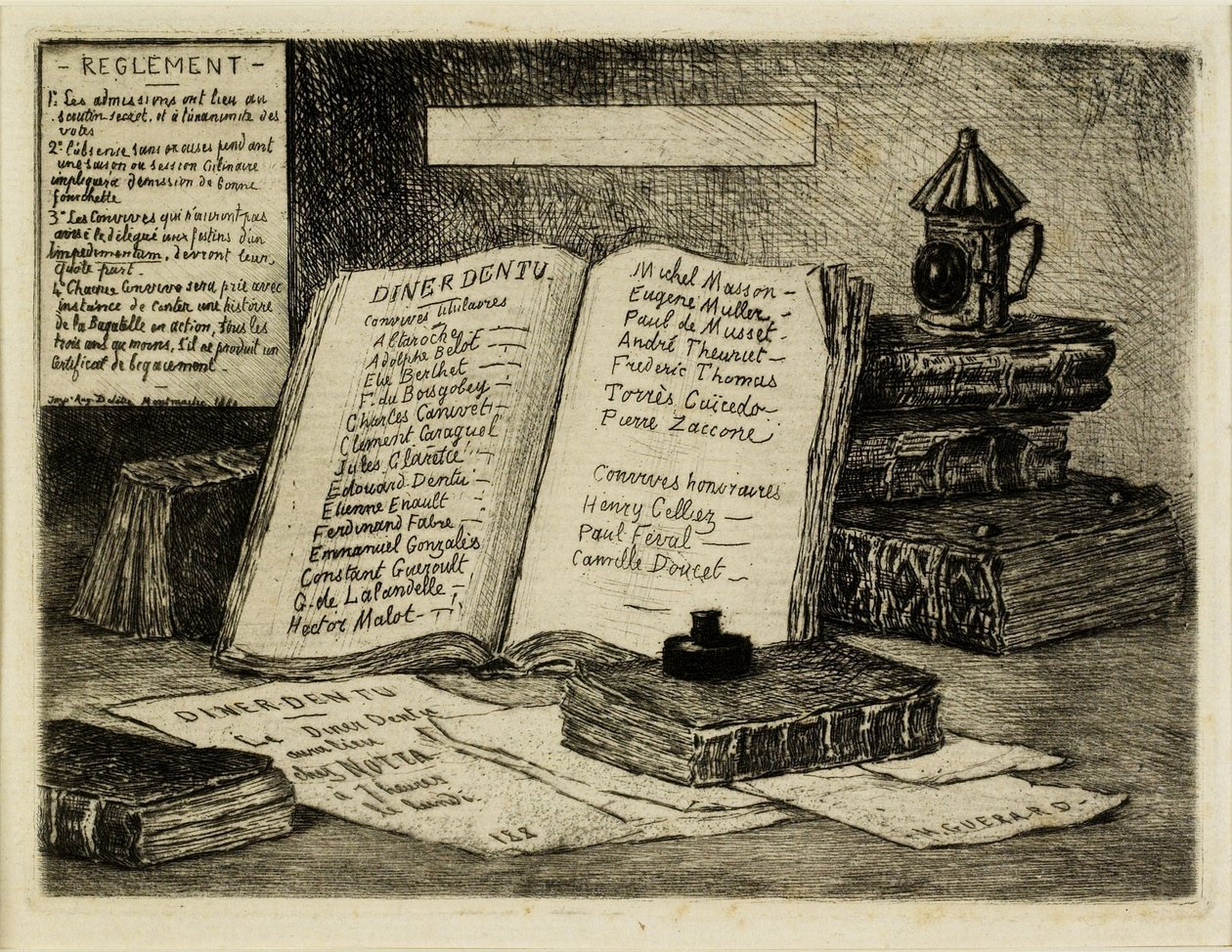 Books and Lantern, 1880 by Henri Charles Guérard