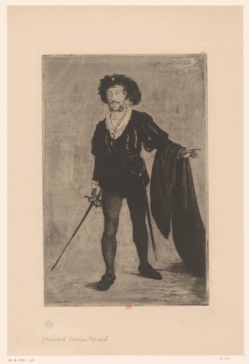 Portrait of Jean-Baptiste Faure as Hamlet by Henri Charles Guérard