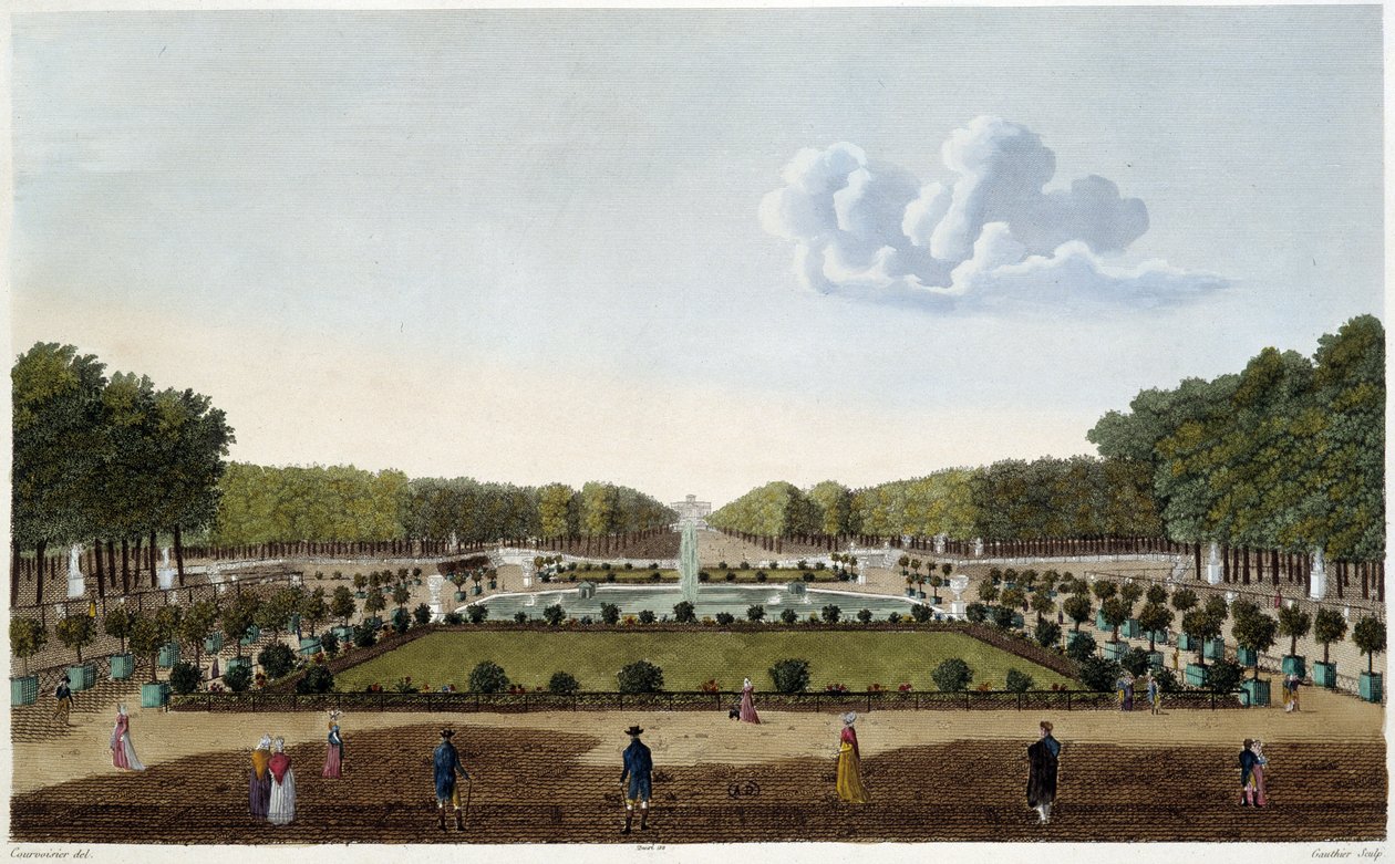 Le Jardin du Luxembourg Seen from the Terrace of the Palais. Engraving by Courvoisier by Henri Courvoisier Voisin