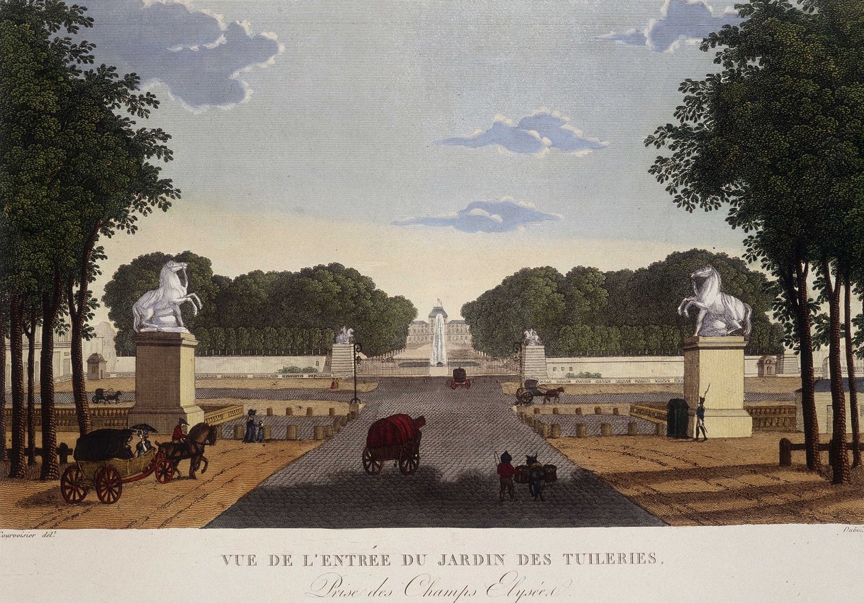 Entrance of the Tuileries Garden View of the Champs-Elysées, circa 1820 - in “Vues de Paris” by Courvoisier by Henri Courvoisier Voisin