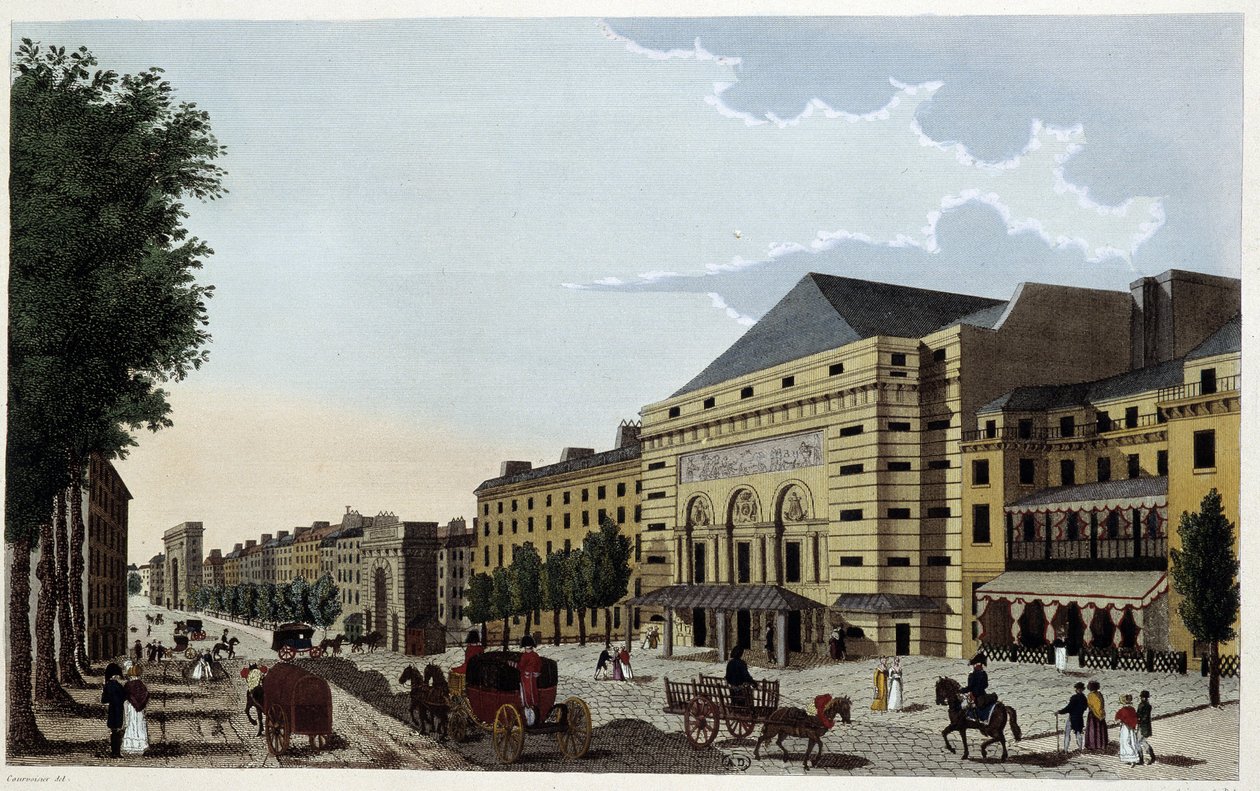Théatre de la Porte Saint Martin. Engraving by Courvoisier by Henri Courvoisier Voisin