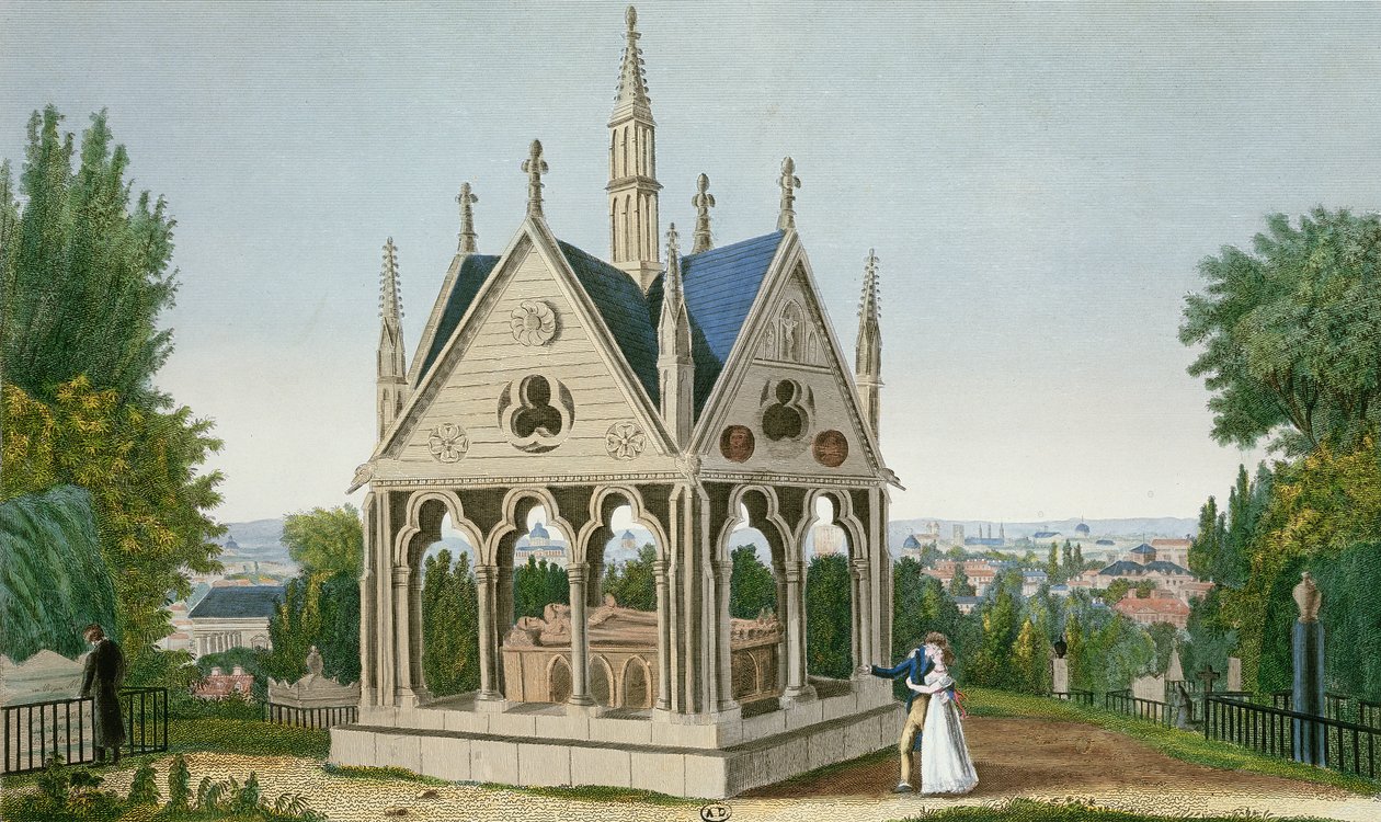 The Tomb of Heloise and Abelard in the Pere Lachaise Cemetery, 1815-20 by Henri Courvoisier Voisin