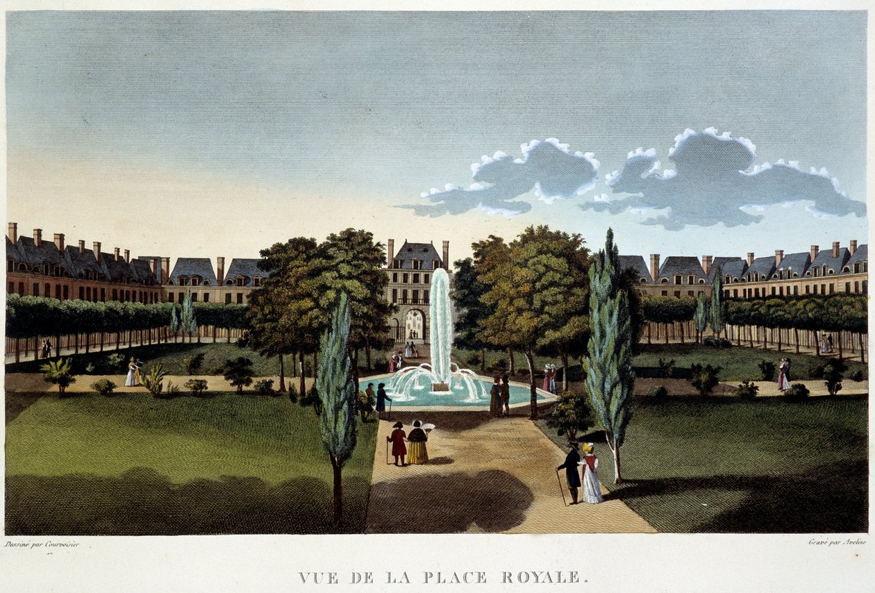 View of the Place Royale (Place des Vosges) - Paris by Courvoisier by Henri Courvoisier Voisin