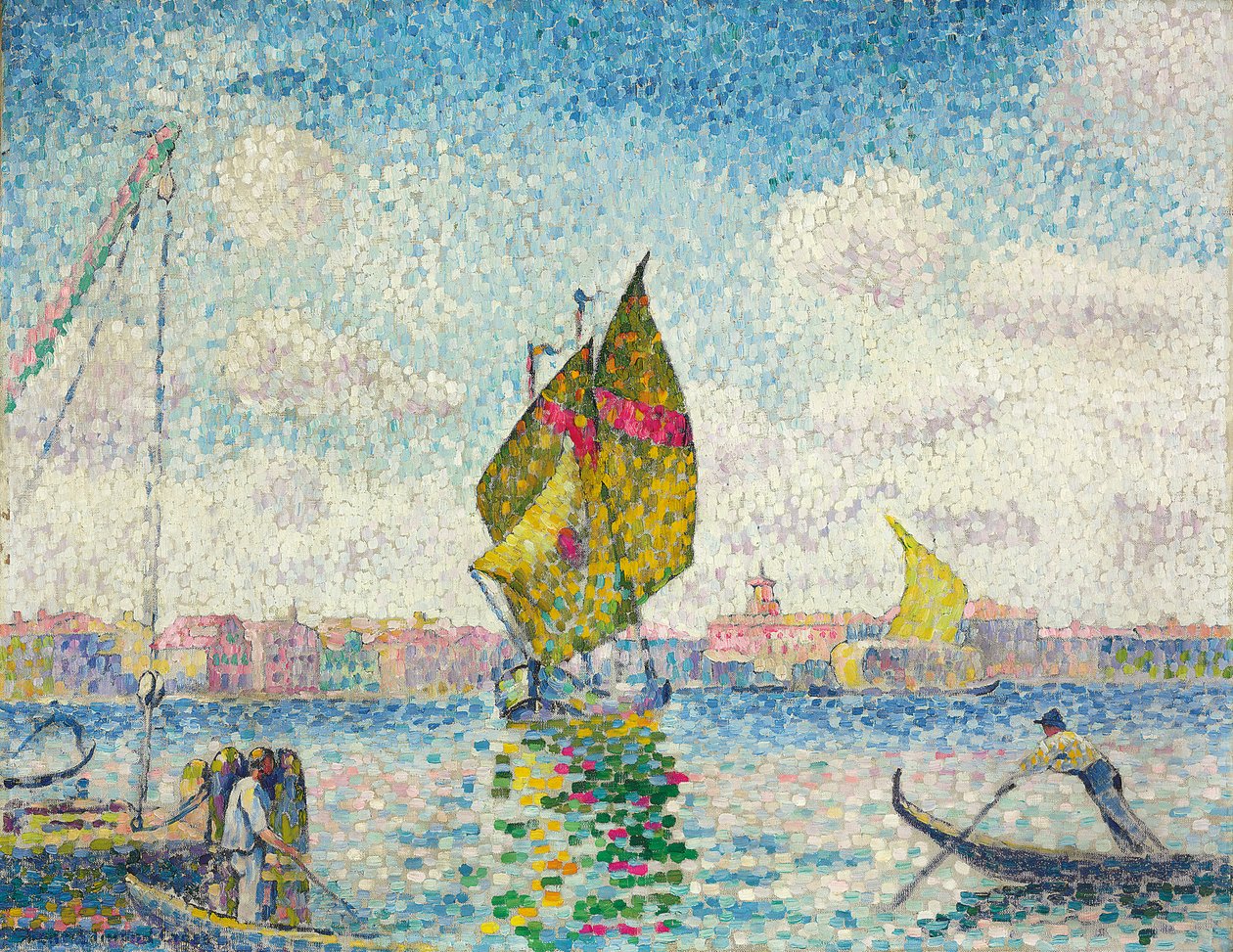 Sailboats on Giudecca or Venice, Marine by Henri Edmond Cross