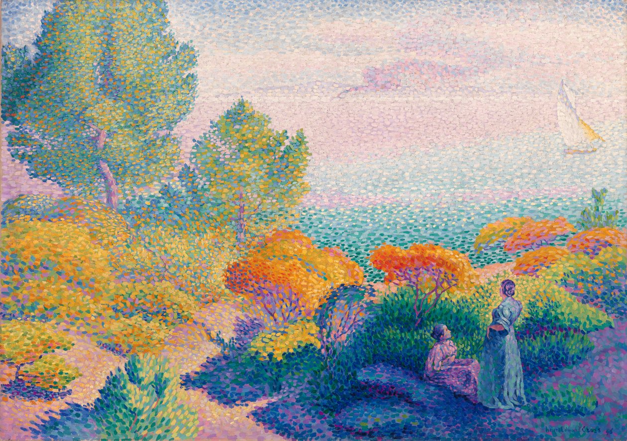 Two Women by the Shore, Mediterranean by Henri Edmond Cross