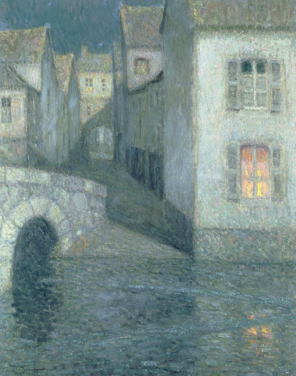 Houses on the river, Chartres by Henri Eugene Augustin Le Sidaner