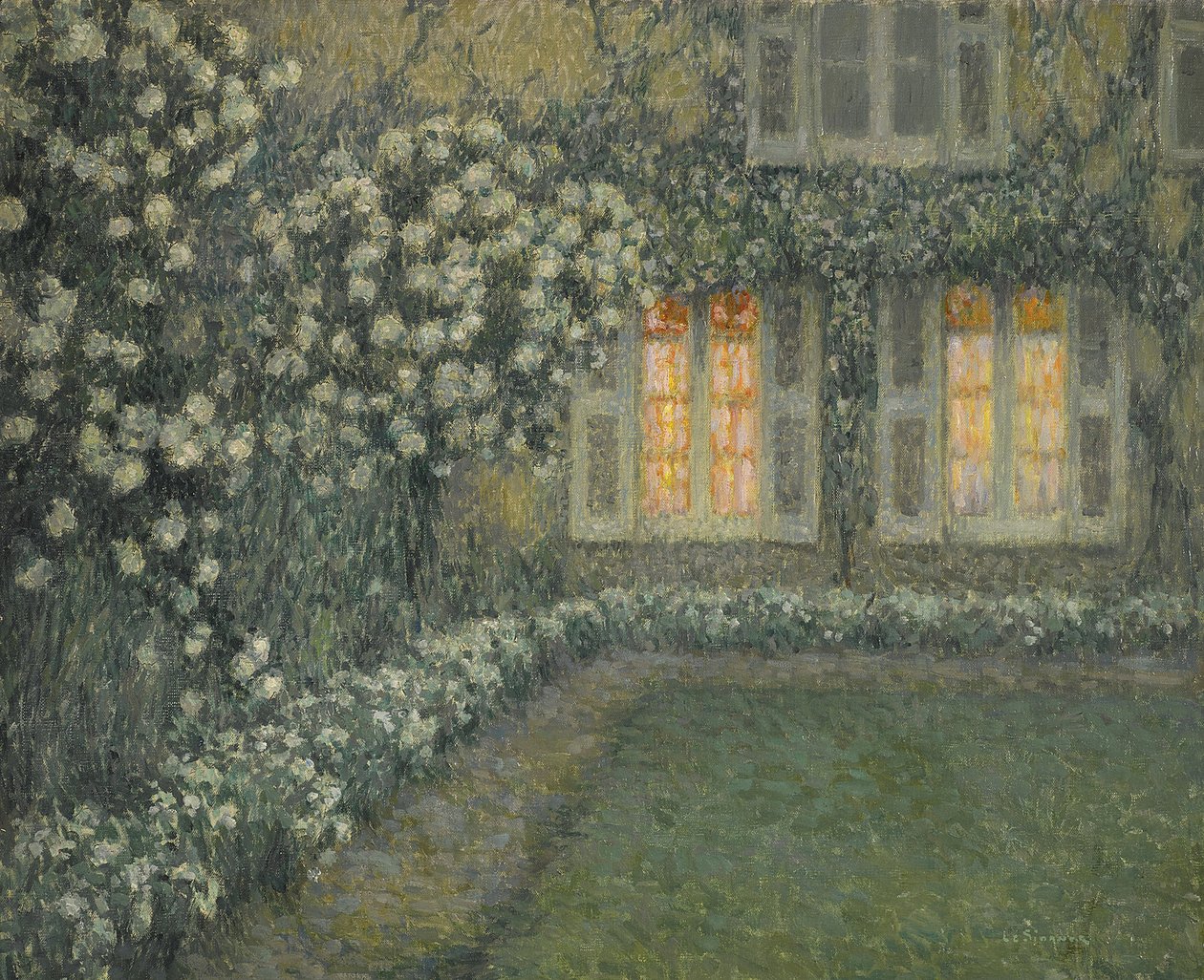 The White Garden at Dusk by Henri Eugene Augustin Le Sidaner