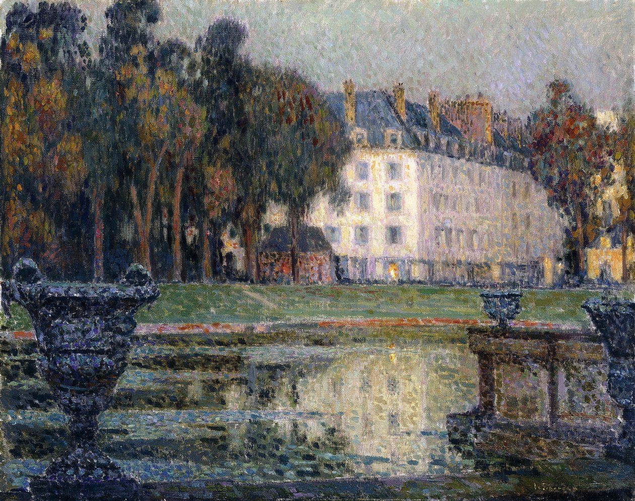 The Neptune Fountain in Twilight by Henri Eugene Augustin Le Sidaner