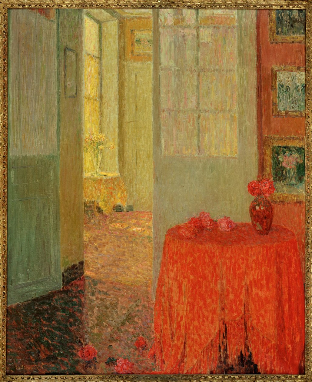 The Red Table Cloth by Henri Eugene Augustin Le Sidaner
