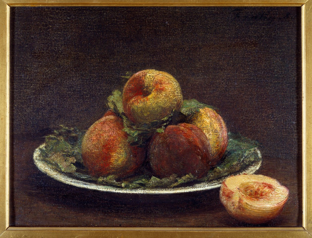 A Plate of Peaches by Ignace Henri Jean Fantin Latour