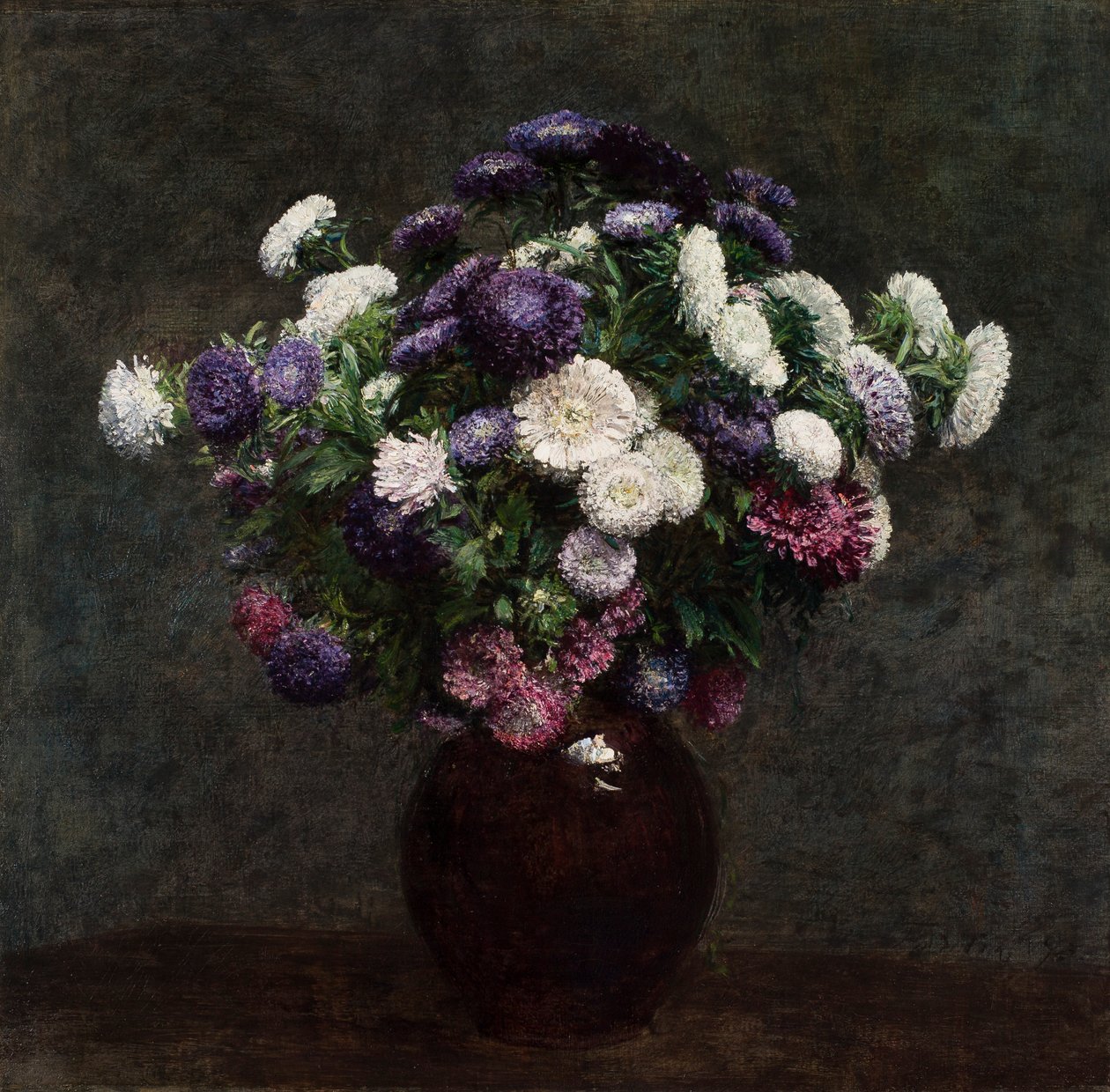 Asters in a Vase by Ignace Henri Jean Fantin Latour