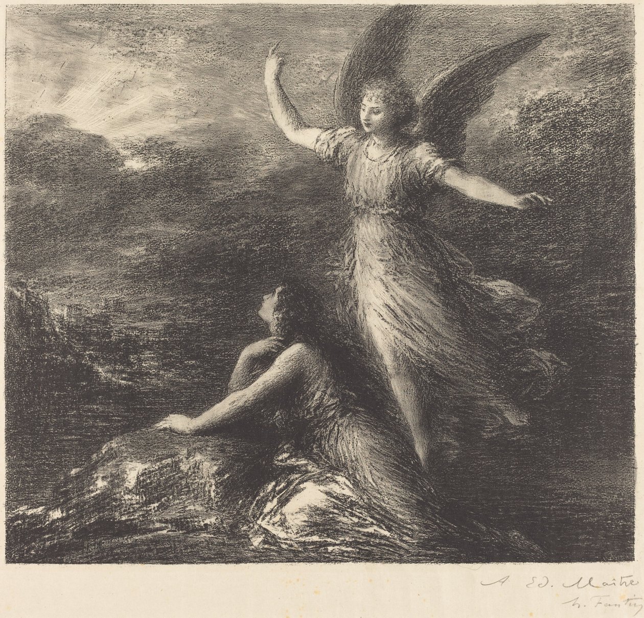 Debut from "Paradise and the Peri" (2nd plate) by Ignace Henri Jean Fantin Latour