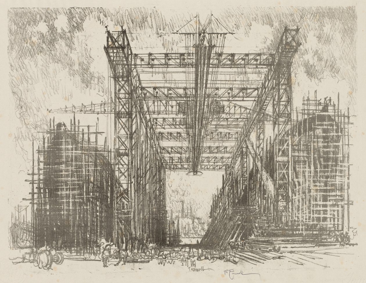 English War Work: The Gantry (A Merchant Shipyard) by Ignace Henri Jean Fantin Latour