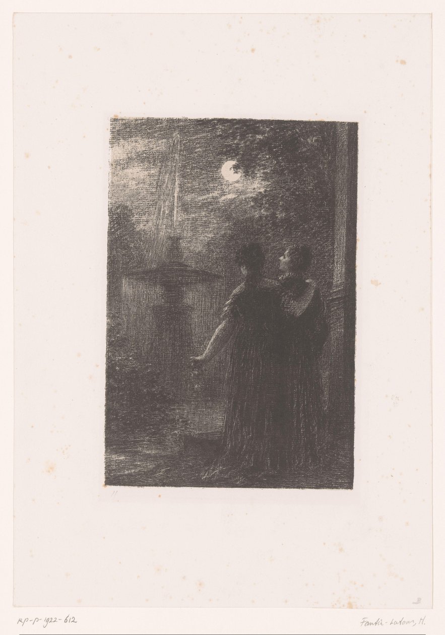 Hero and Ursula by a Fountain in the Moonlight (Life and Works of Hector Berlioz) by Ignace Henri Jean Fantin Latour
