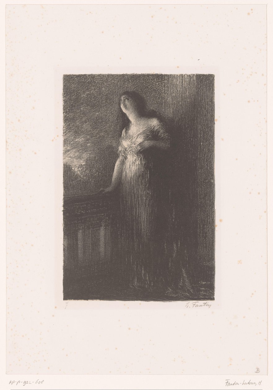 Julia Standing on the Balcony at Night by Ignace Henri Jean Fantin Latour