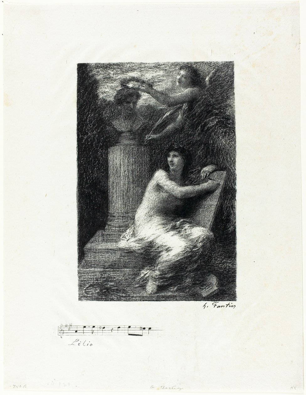 To Berlioz, small plate by Ignace Henri Jean Fantin Latour