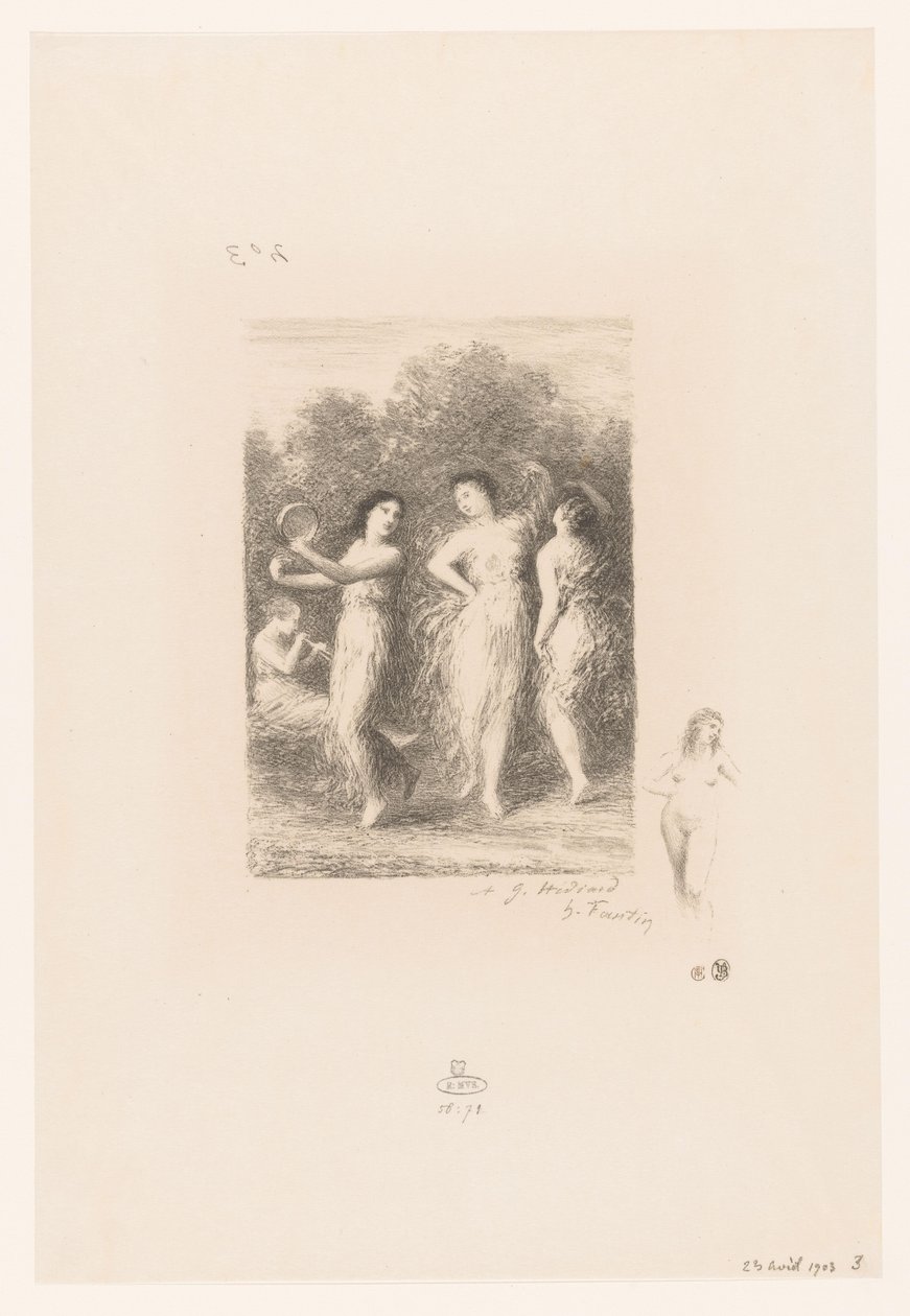 Four Young Women Dancing and Making Music by Ignace Henri Jean Fantin Latour