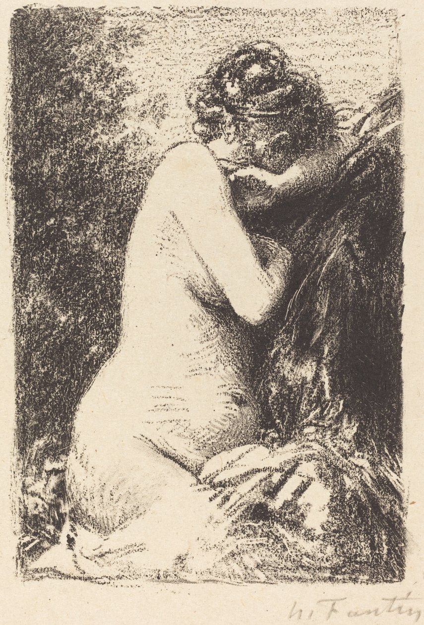Weeper: Study of a Nude Woman, Seated with Profile to Right by Ignace Henri Jean Fantin Latour